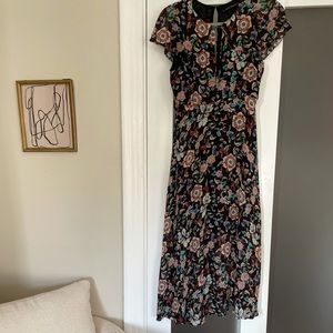 Zara Floral Midi Dress with Butterfly Sleeves